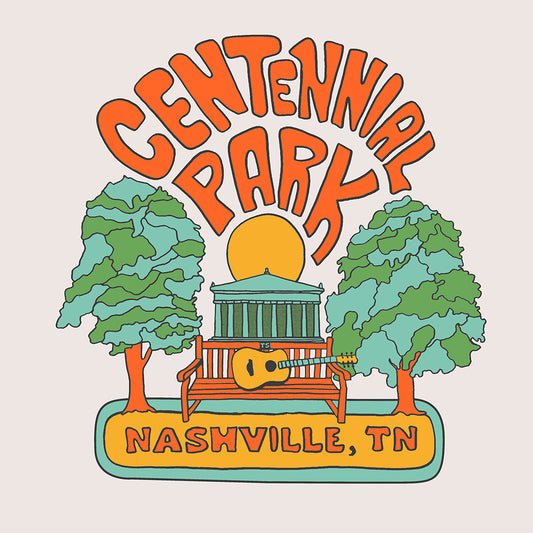 Centennial Park Retro Bench T-Shirt - Guitar